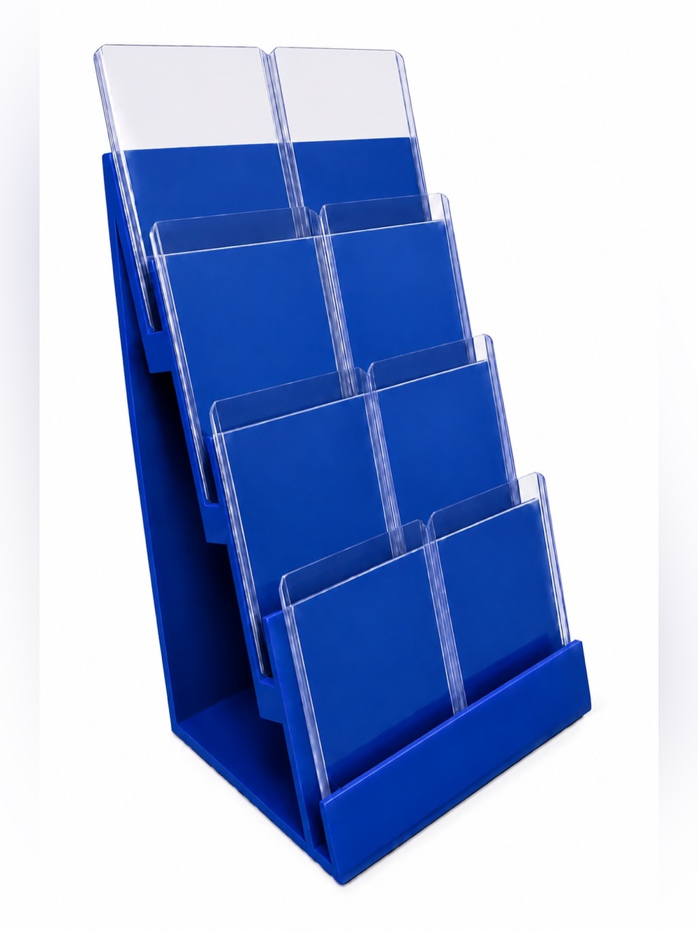 Blue Trading Card Display Stand 4 Tier 8 Card For Top Loader / Graded Cards